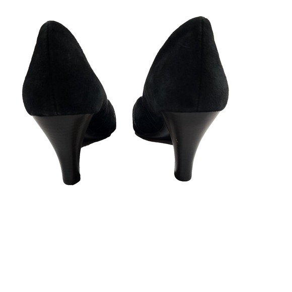 Sofft Black Leather Womens Heels 7.5 Comfort Pumps Flower - Picture 9 of 10